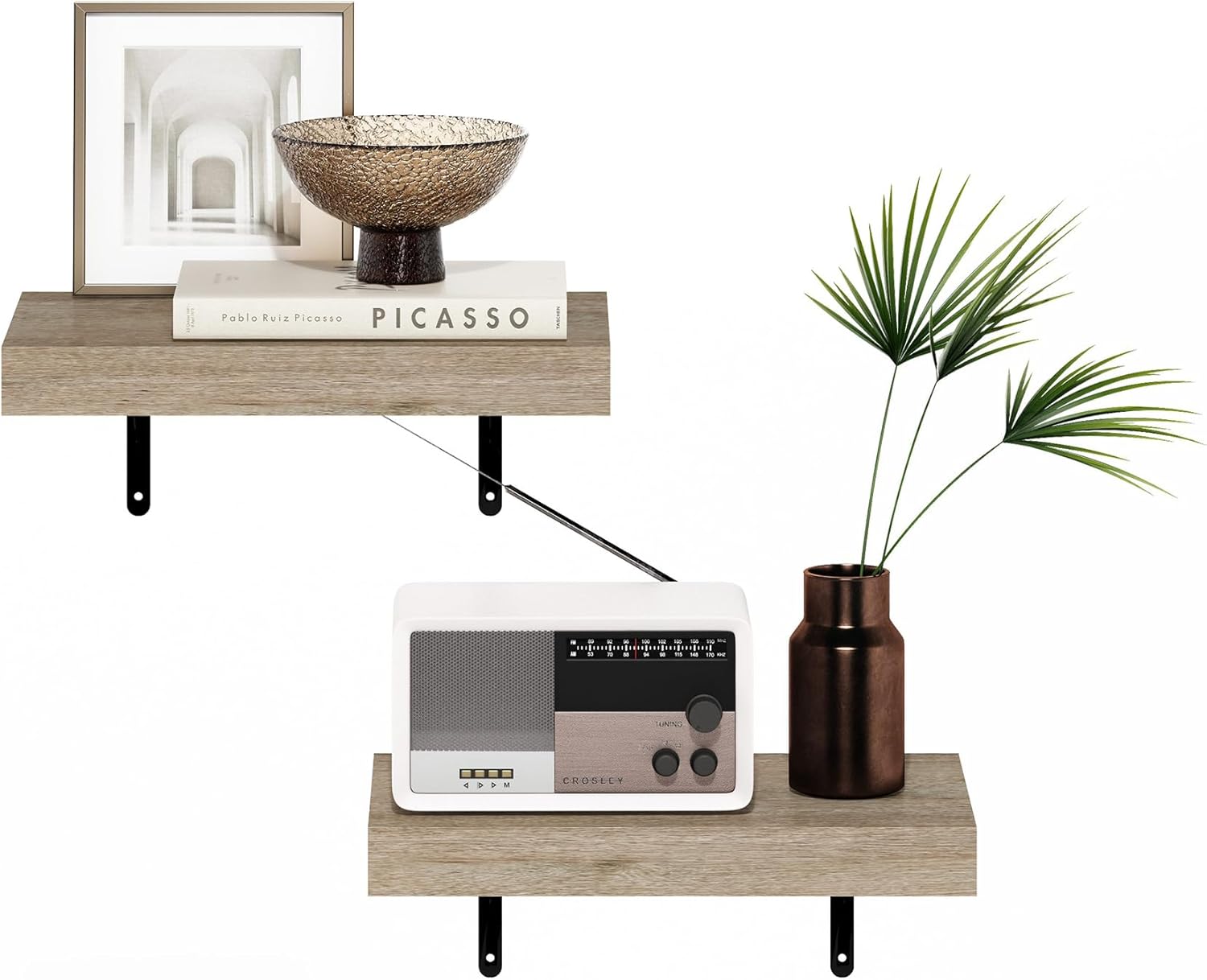 Furinno Tanna Floating Display Shelves Set of 2 Natural