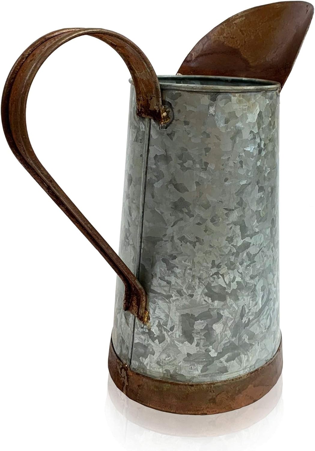 Vintage Galvanized Metal Large Pitcher Flower Holder Vase