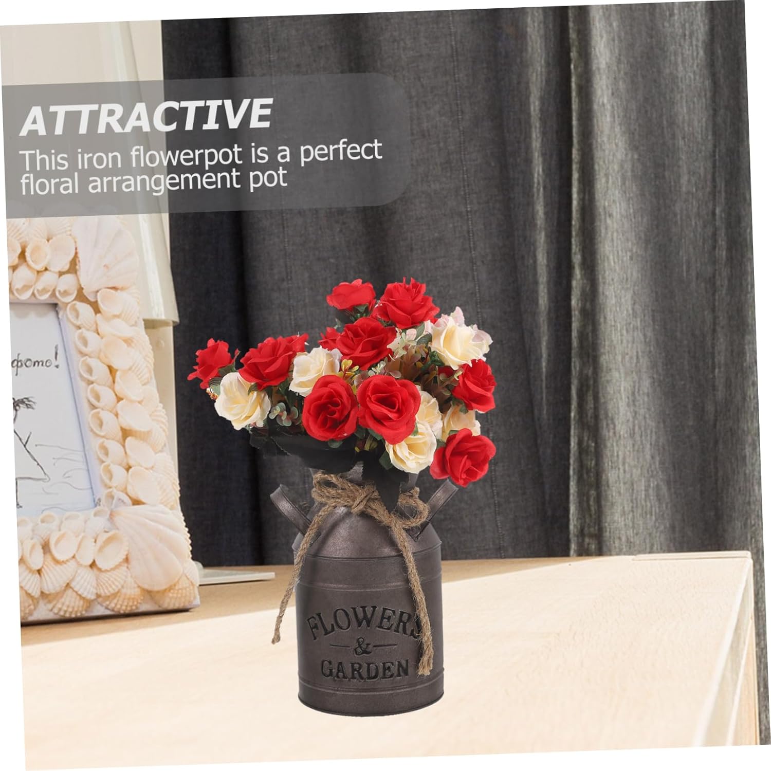 STOBAZA Vintage Flower Vase Rustic Bucket Planter Decorative Jug for Home Office