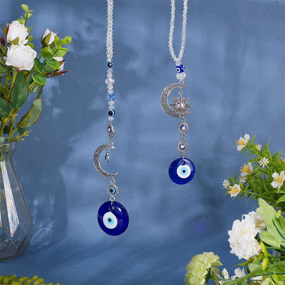 WEBEEDY 2pcs Evil Eye Car Hanging Decor