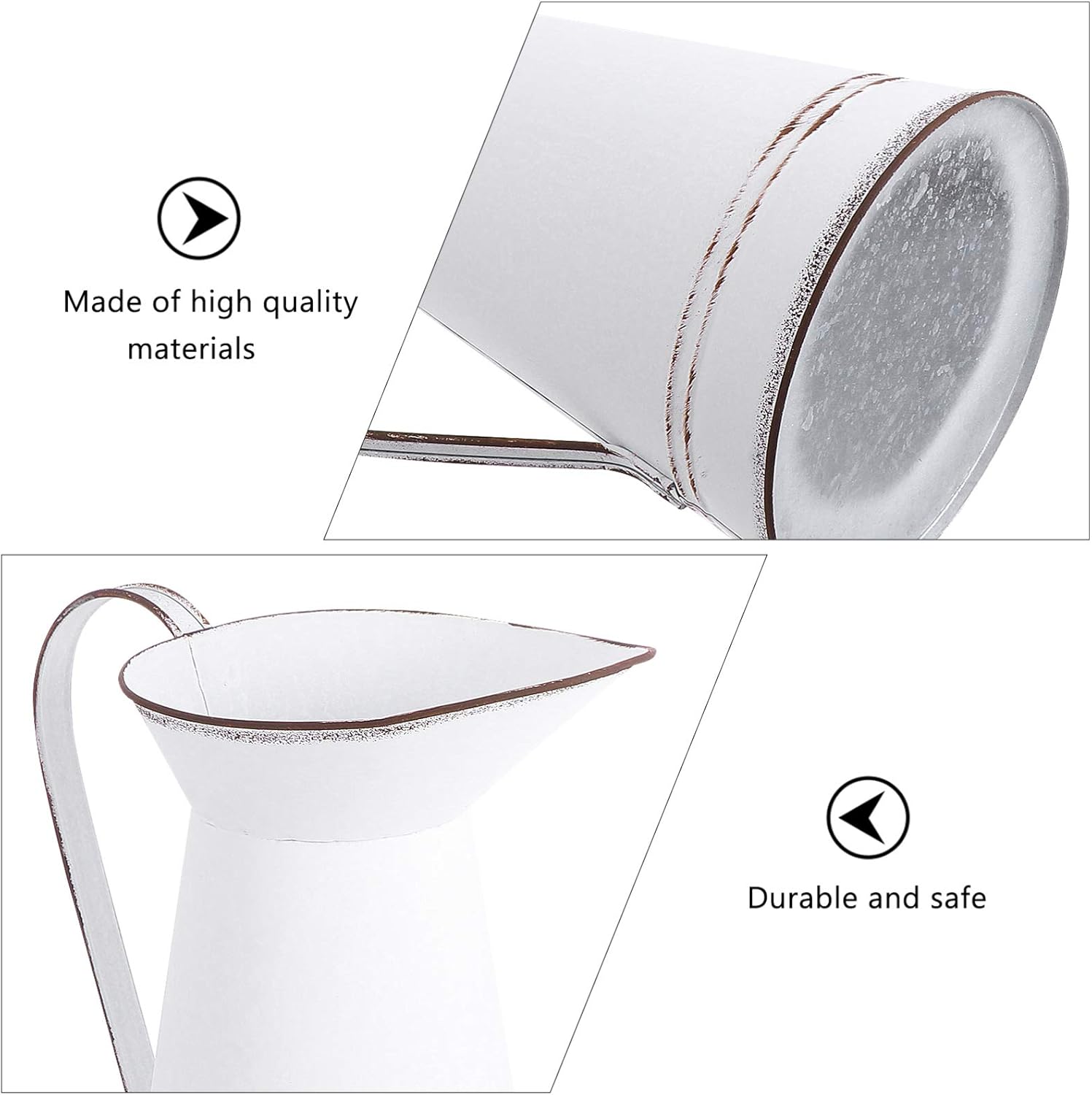 GANAZONO Vintage Galvanized Jug Flower Vase Decor