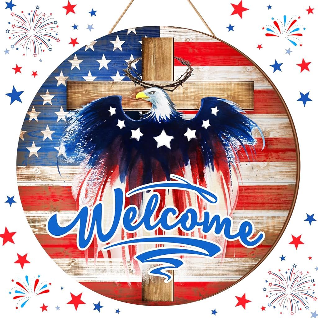 4th of July Patriotic Eagle Wreath Door Decor
