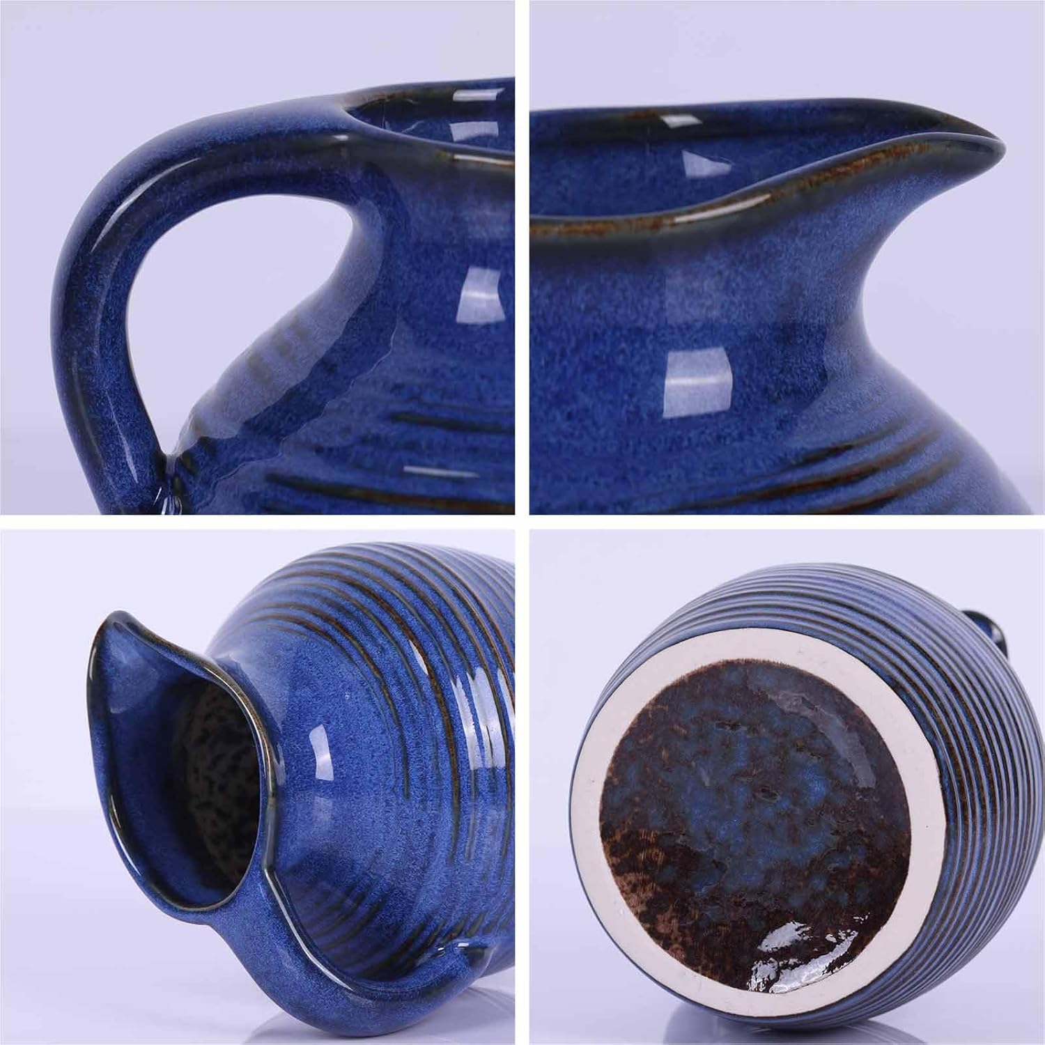 LCCCK Blue Ceramic Vase with Handle