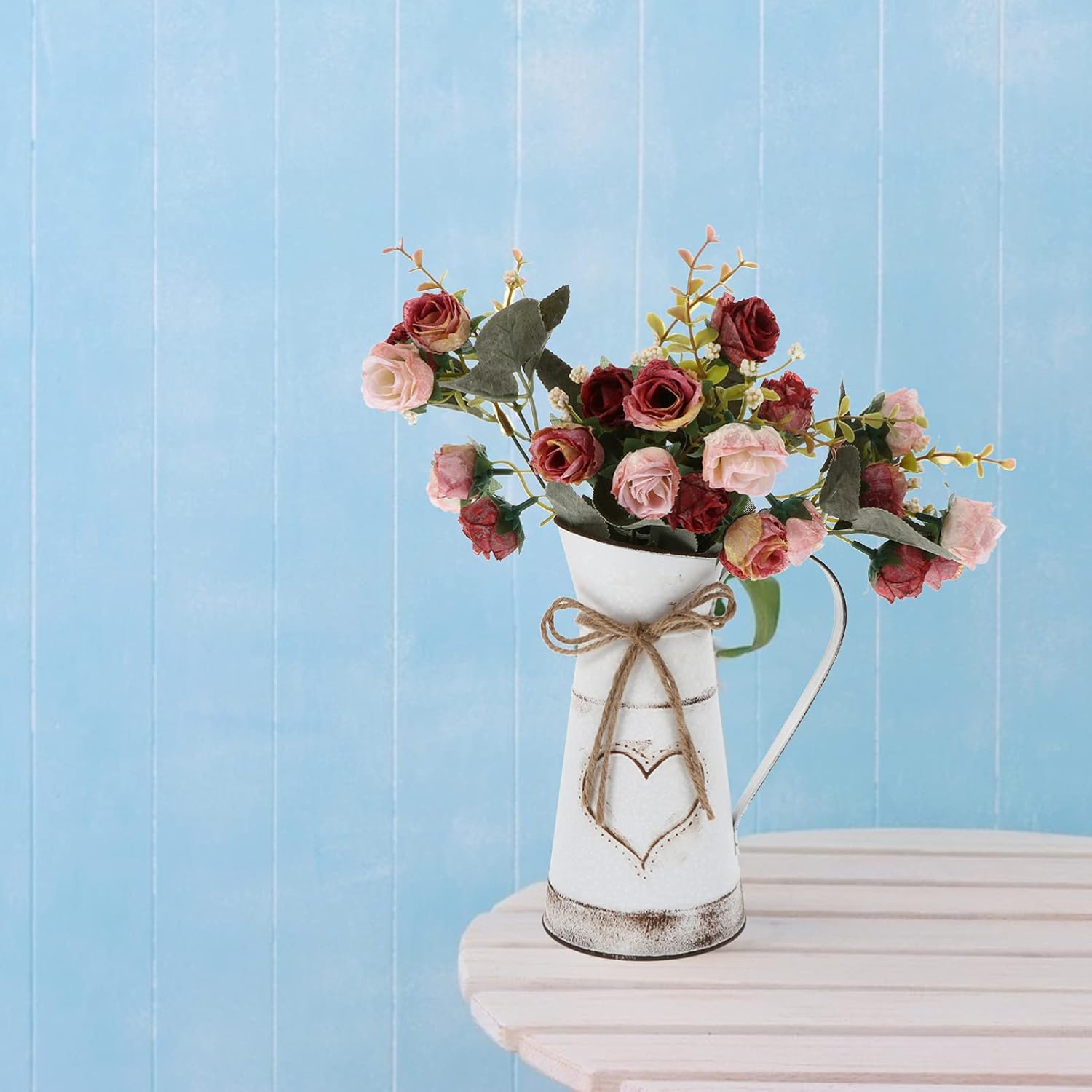 DOITOOL Vintage Tin Pitcher Flower Vase