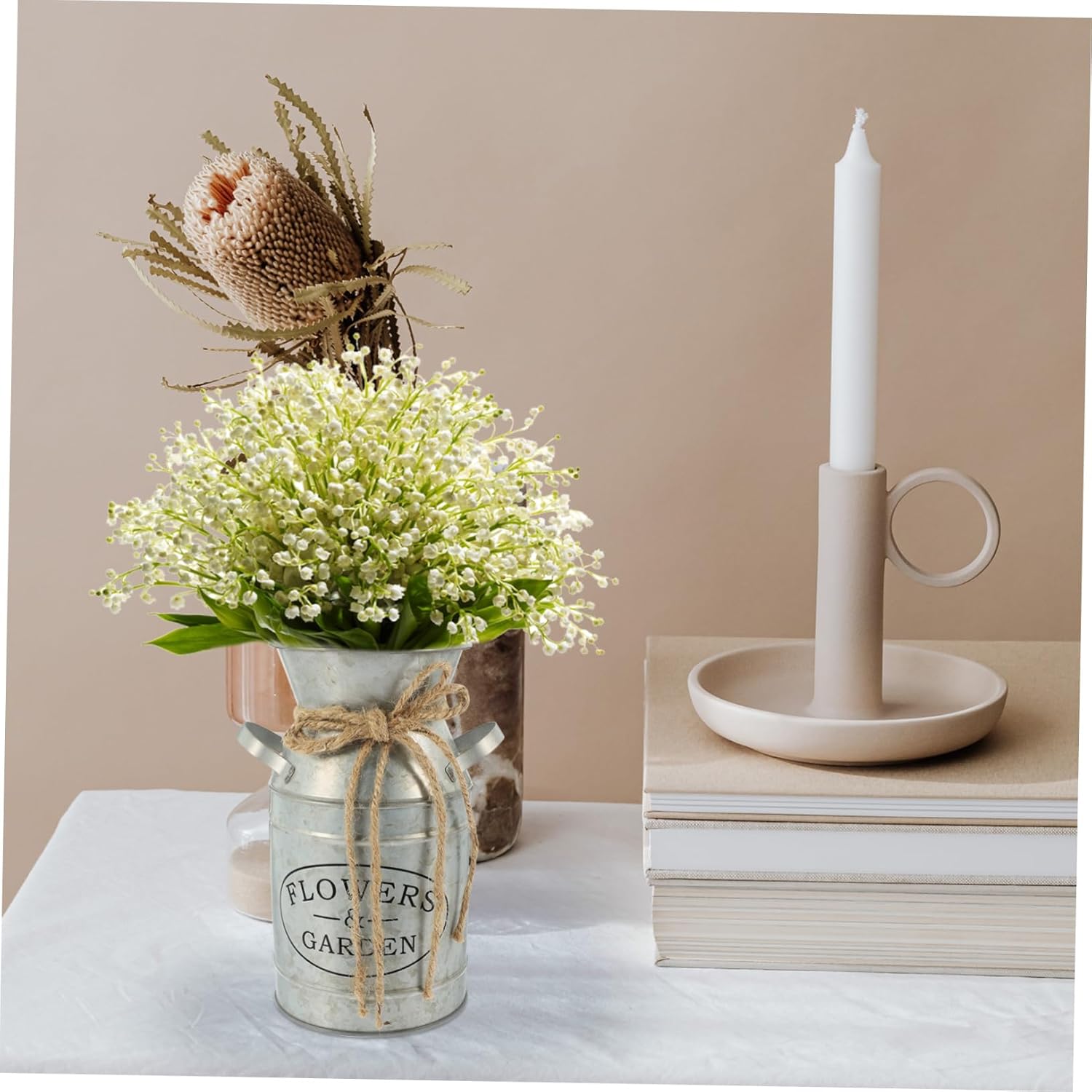 STOBAZA Vintage Metal Flower Bucket Planter for Dried and Fresh Flowers