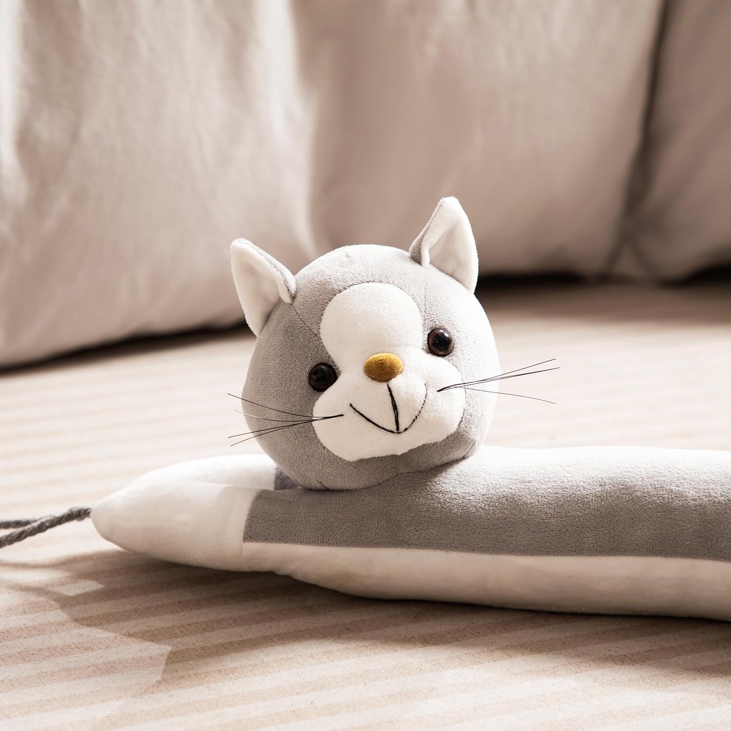 Sunolga 38 Inches Weighted Door Draft Stopper Gray Cat Shape