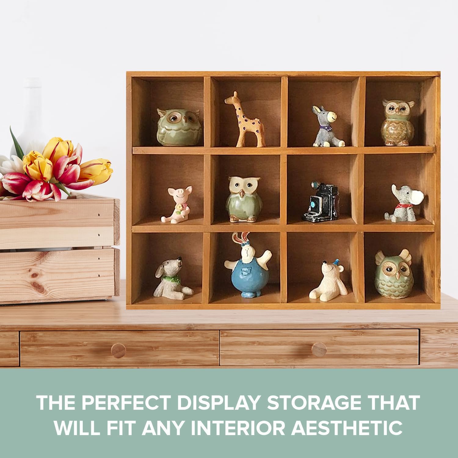 Primo Supply 12-Slot Wood Display Cabinet Square