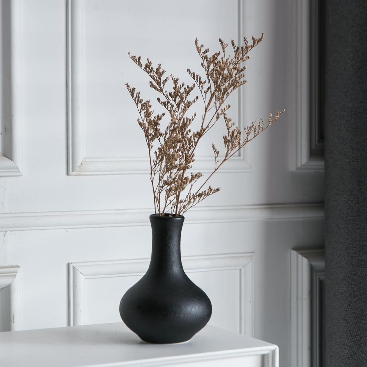 Tanvecle Small Black Ceramic Vase Set of 5