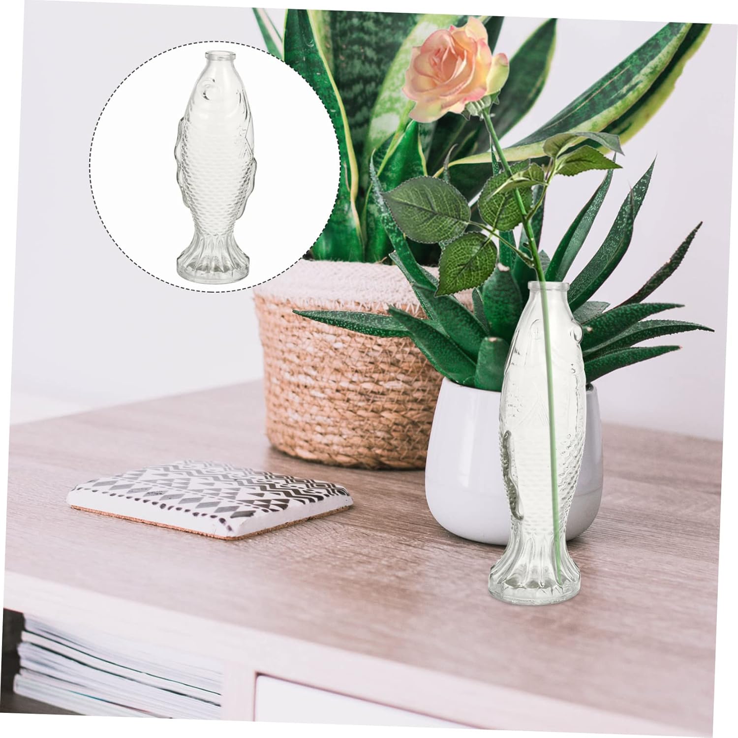 Fish Shaped Glass Bottle Decorative Table Vase