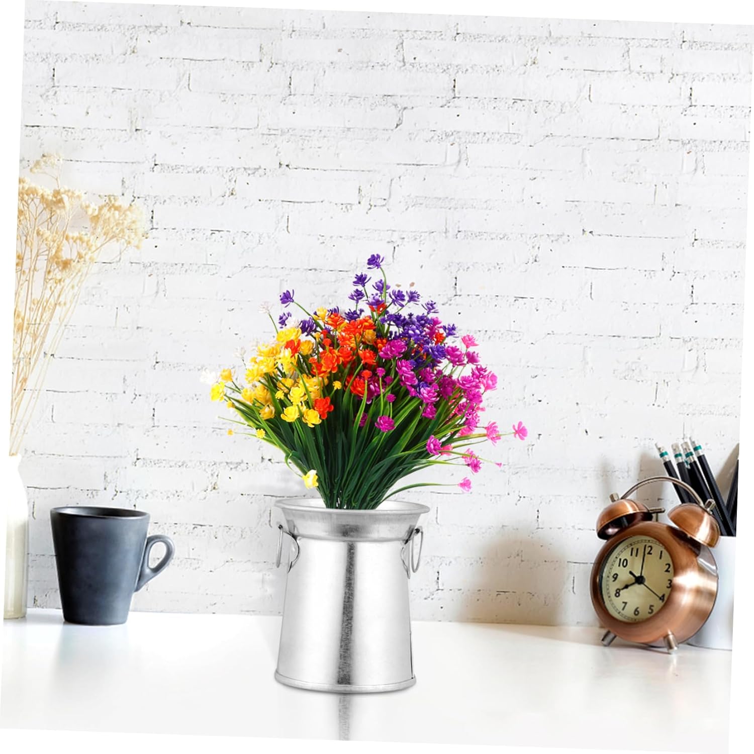 3pcs Vintage Iron Flowerpot Rustic Vase for Decor