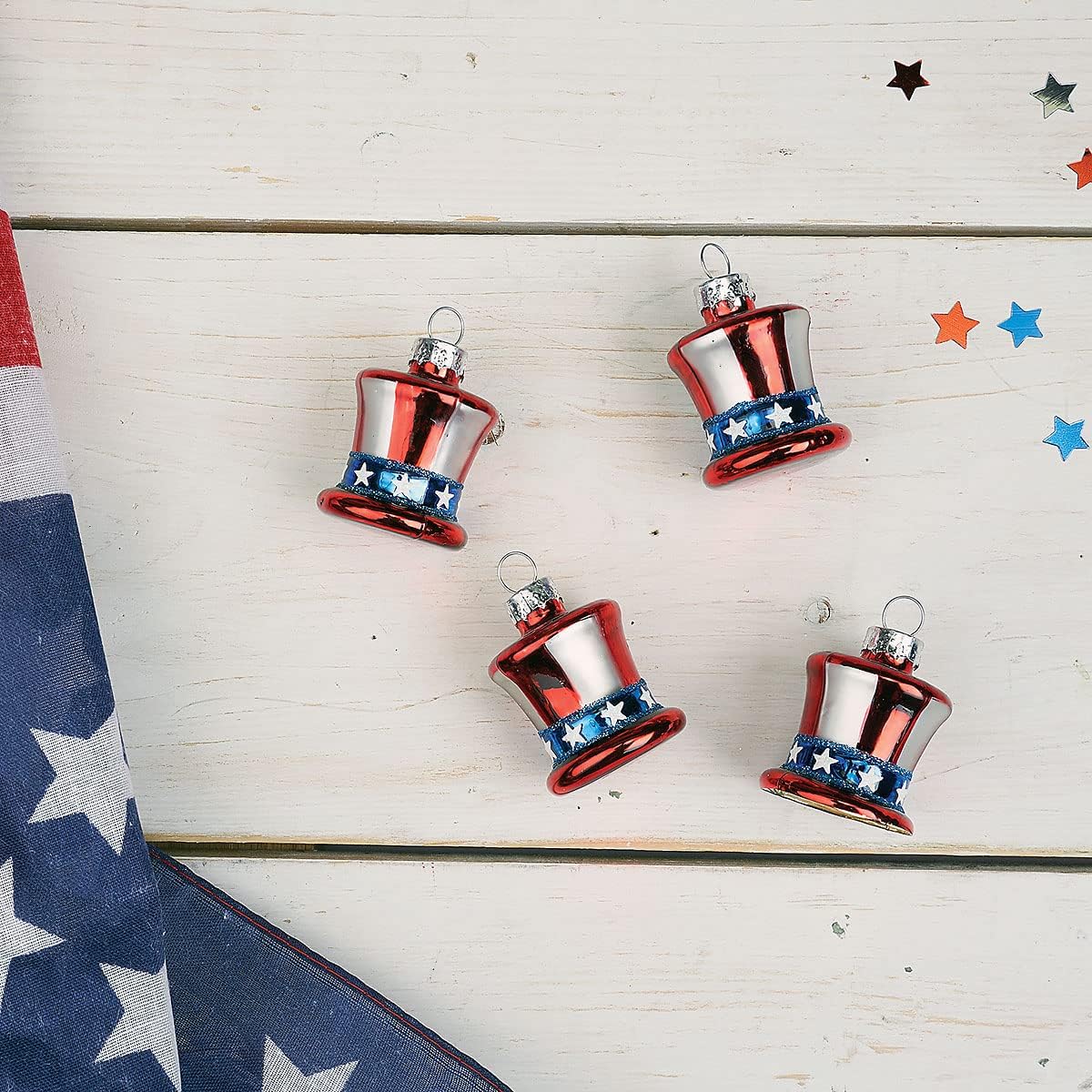 Lillian Vernon Uncle Sam Blown Glass Decorations 12-Piece Set