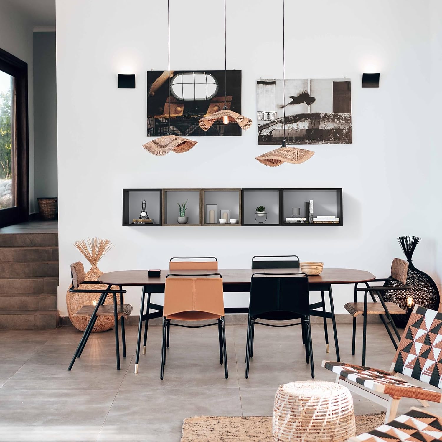 Kaboon Wall Mount Shelf Set of 3 Floating Cube Shelves Large Size Black