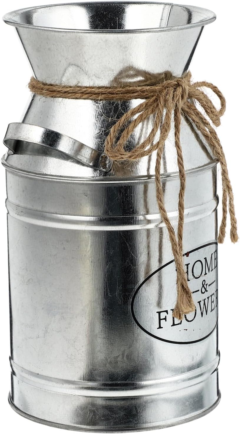 STOBAZA Vintage Iron Bucket Flower Vase Decor