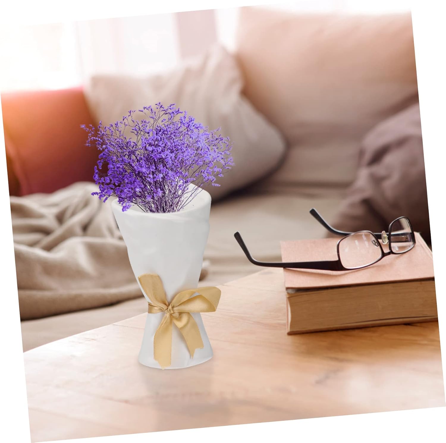 VINTORKY Decorative Mini Ceramic Vase for Home Office Desk Plant Holder