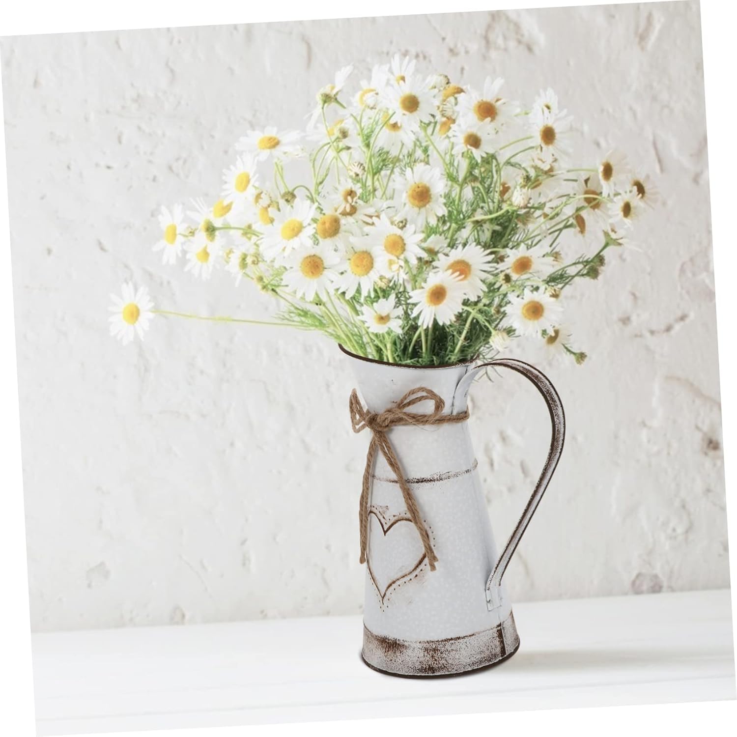 Heart Shaped Metal Vase Rustic Decorative Pitcher