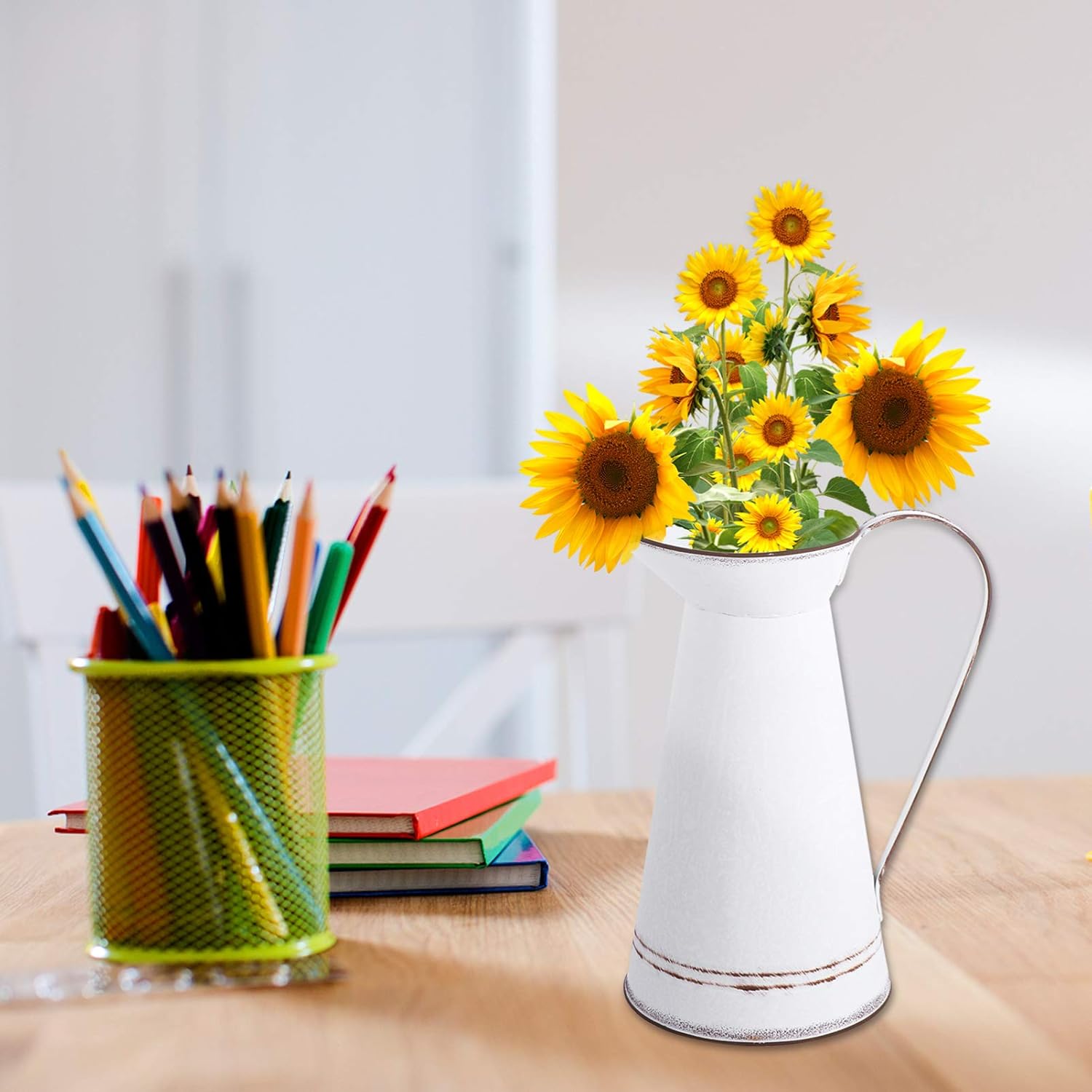 DOITOOL Vintage French Galvanized Vase for Home Decor