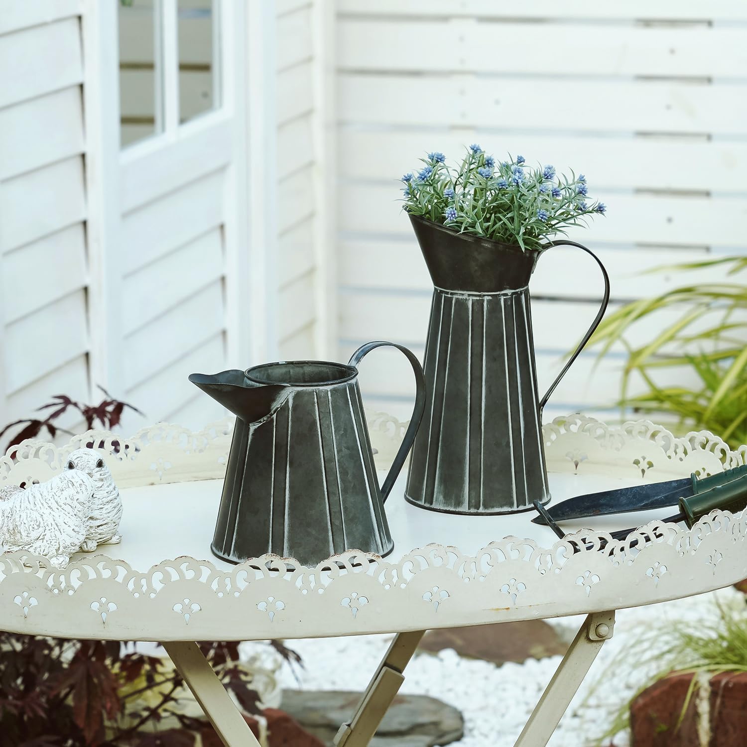 Rustic Metal Milk Jug Vase for Home Dcor