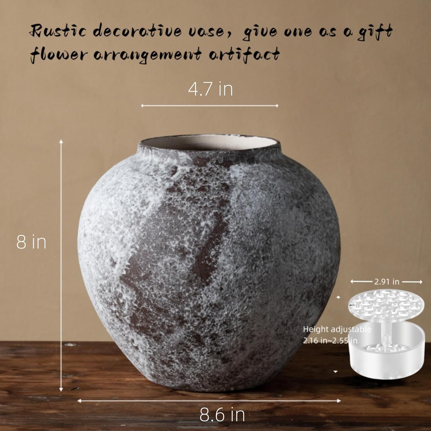 Rustic Distressed Large Ceramic Vase for Home Decor