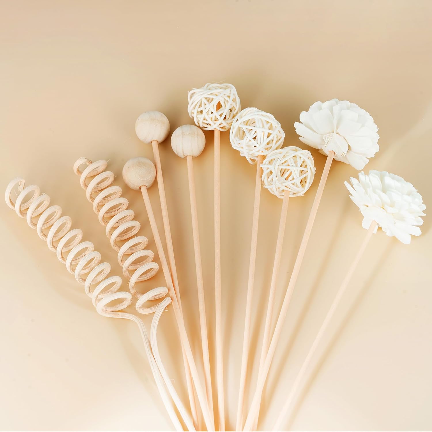 WUTAOBON 10 Inch Reed Diffuser Set 10 Pcs Natural Rattan