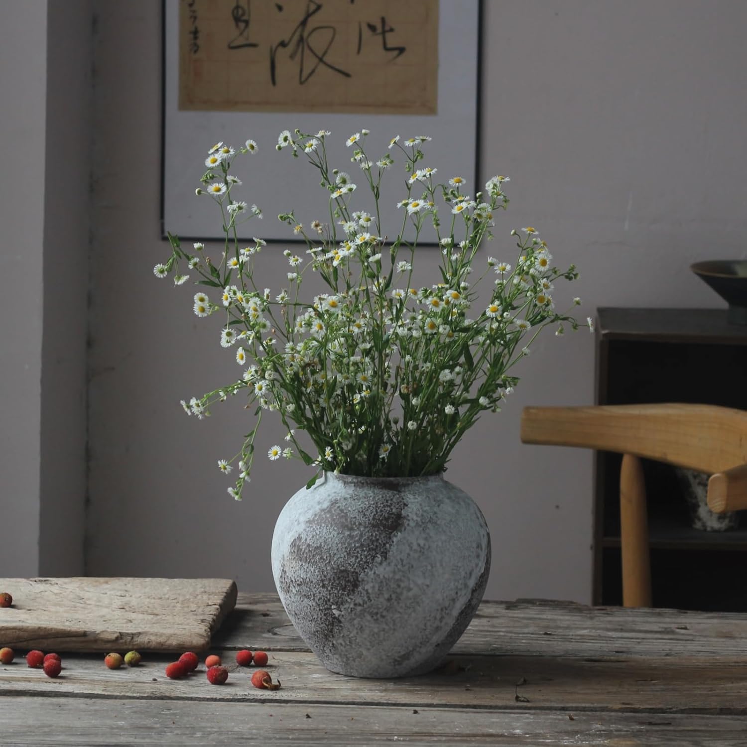 Rustic Distressed Large Ceramic Vase for Home Decor