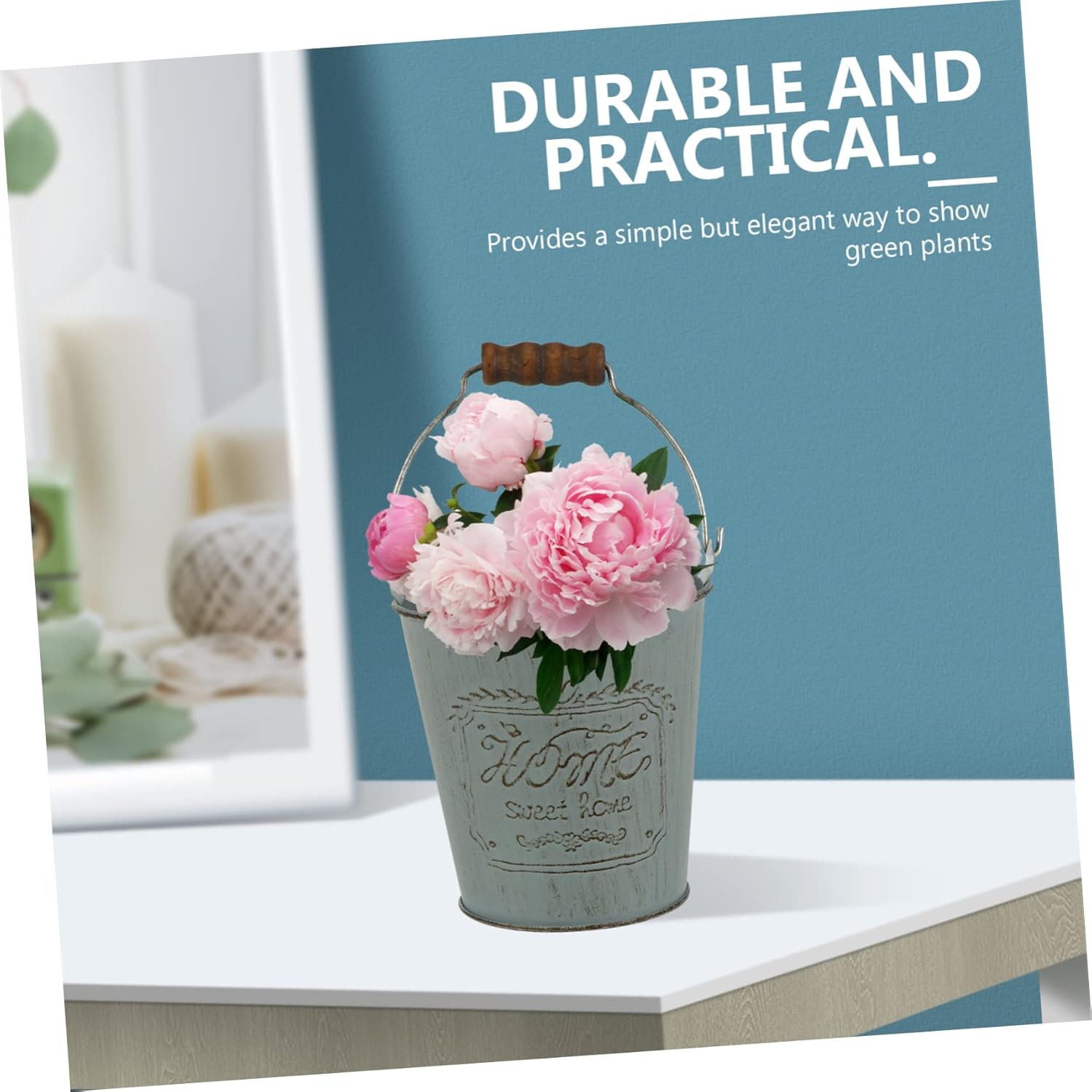 STOBAZA 2pcs Vintage Iron Flowerpot for Home Decor