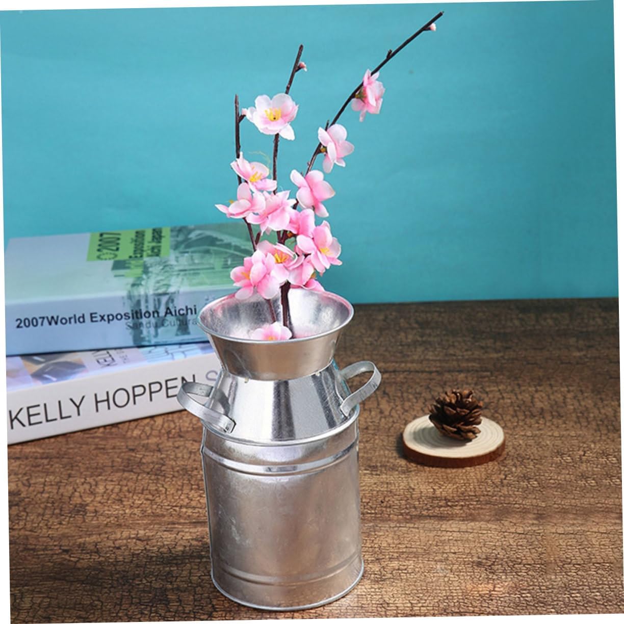 STOBAZA 2pcs Vintage Iron Flower Bucket with Twine for Home Decor and Garden