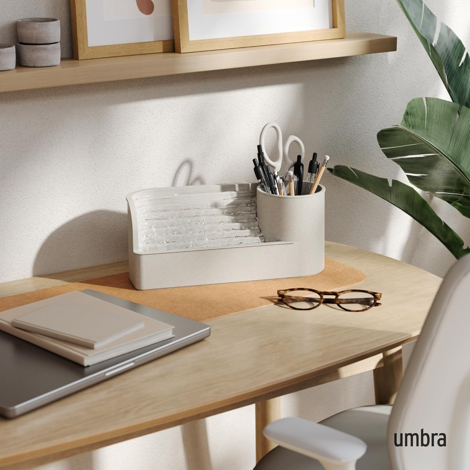 Umbra Stream Tabletop Water Fountain with Planter and Stationery Slot