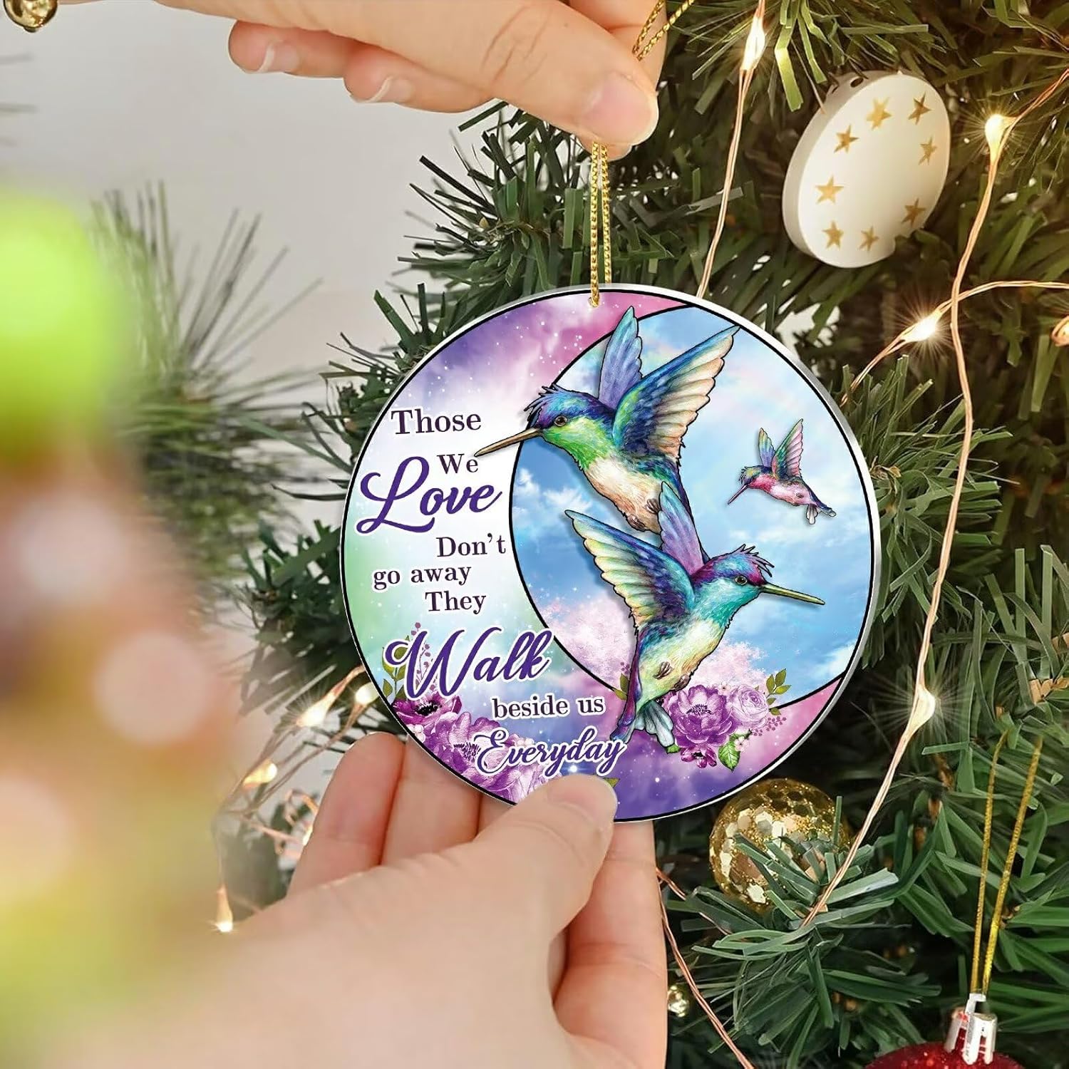 Hummingbird Memorial Christmas Ornament 2024 Sympathy Gift for Loss of Loved One Loving Memorial Decor