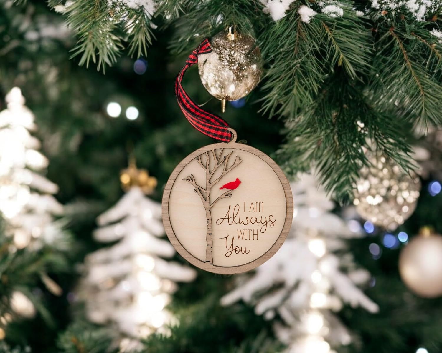 AXAHUHA Cardinal Memorial Christmas Ornament with Always with You Engraving