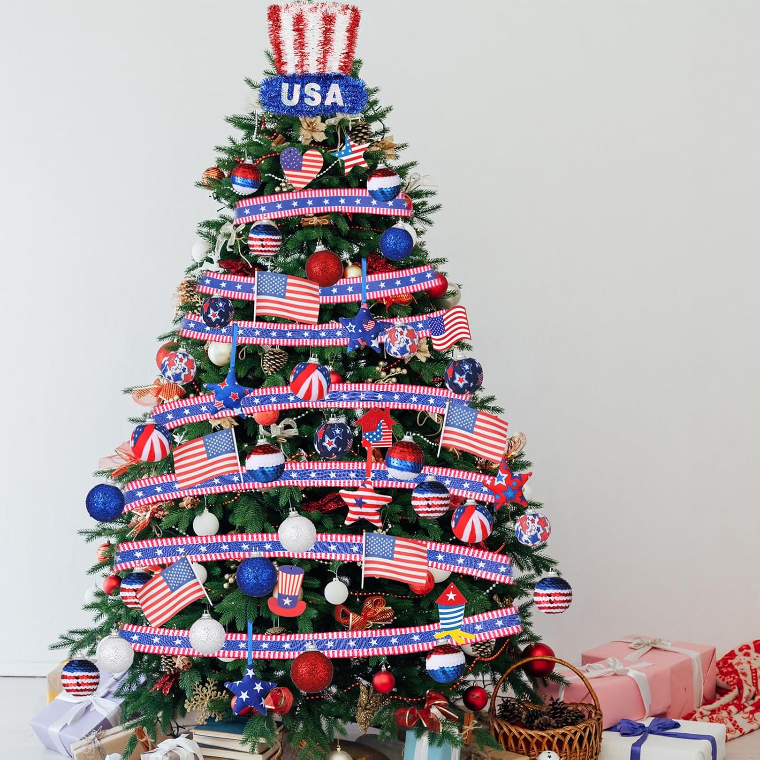 43 Pcs USA Hat Style Tree Decorations