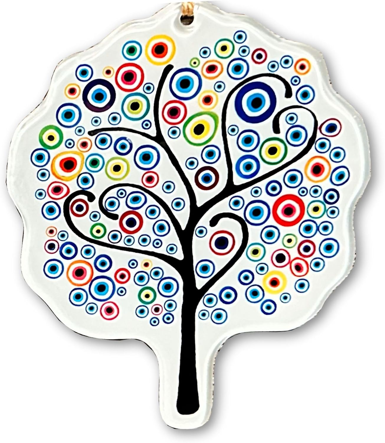 Blue Glass Evil Eye Tree of Life Amulet 53 Inch Hanging Decor