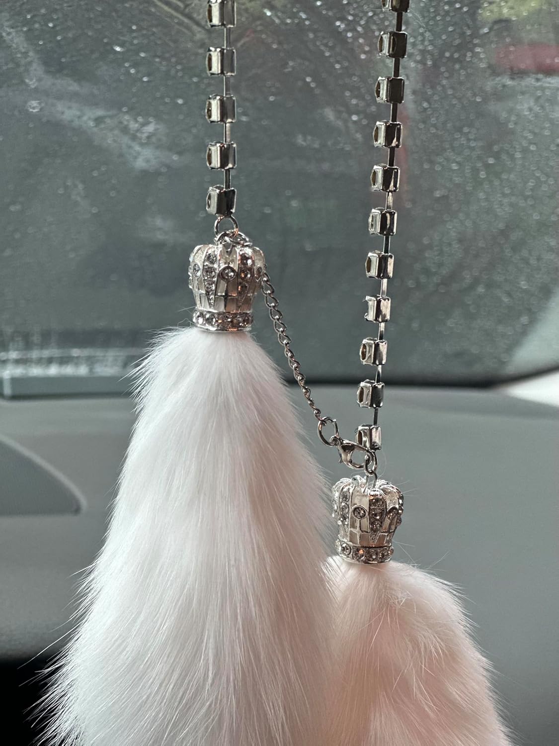 Bling Car Charm Cute Plush Fox Hanging Mirror Ornament