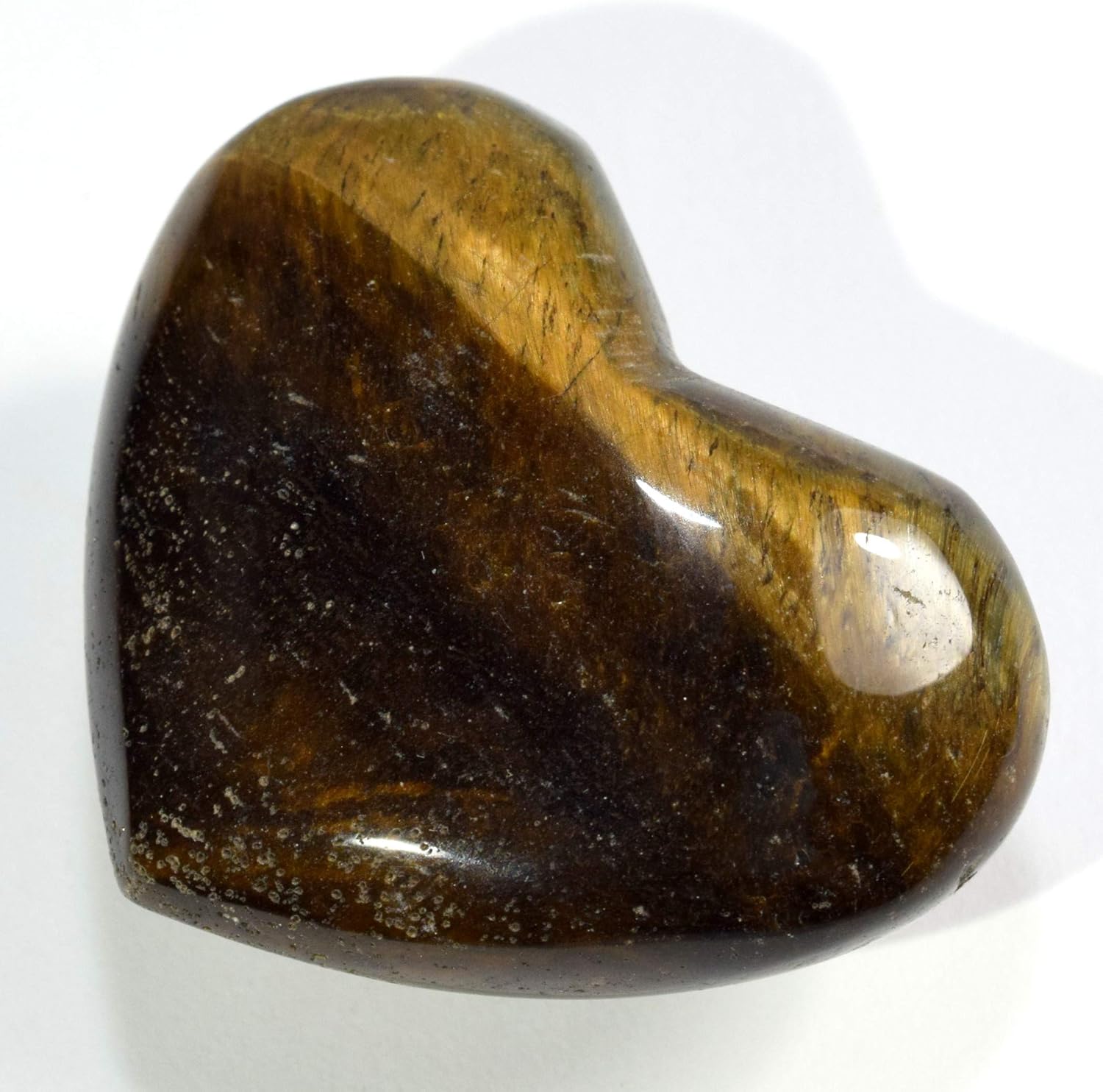 48mm Golden Yellow Tiger Eye Heart with Stand