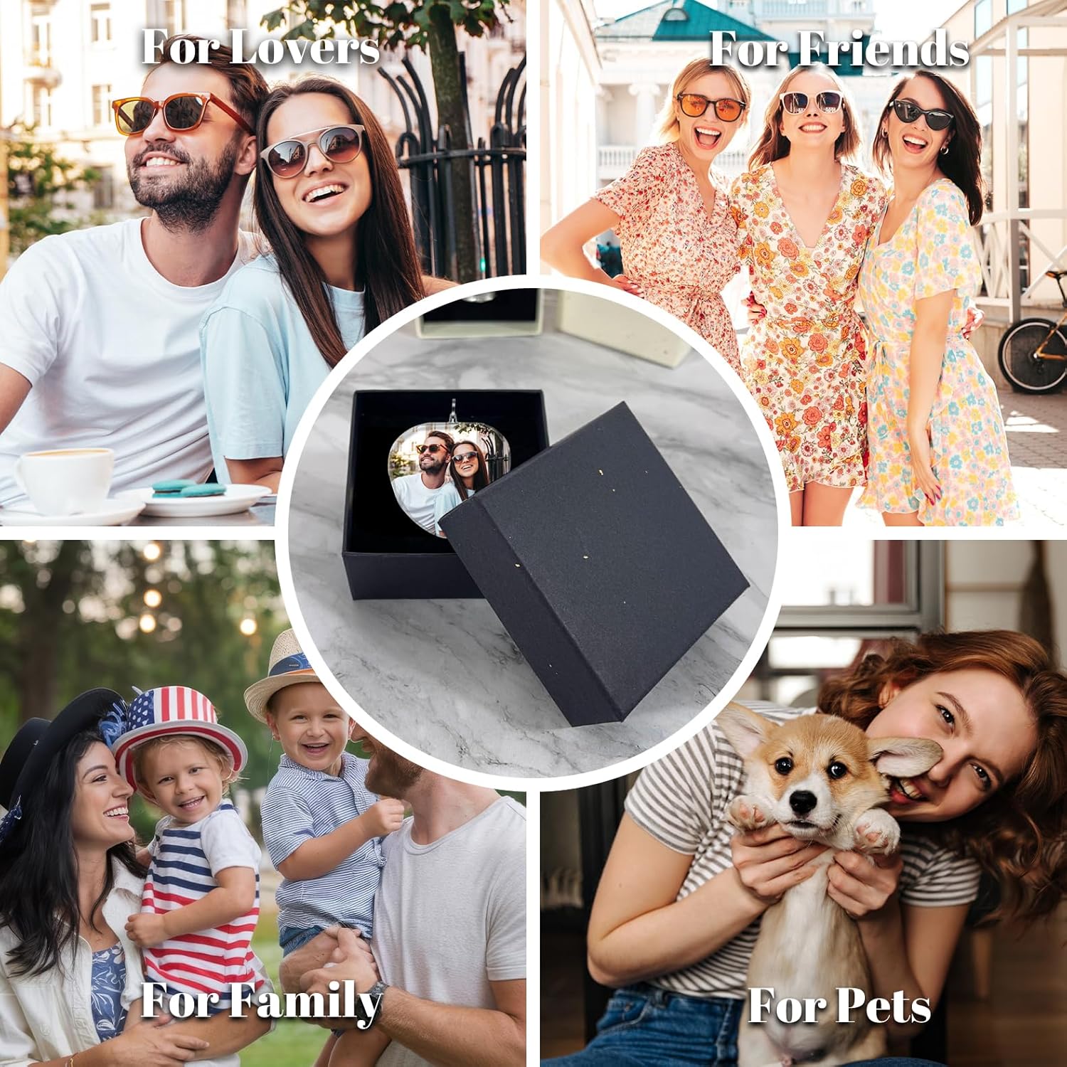 Personalized Crystal Car Rearview Mirror Pendant with Photo