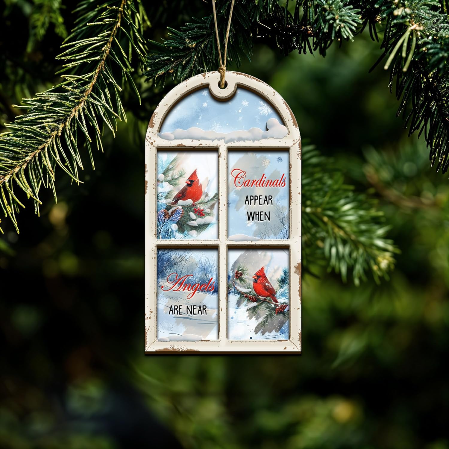 Red Cardinal Memorial Hanging Ornament 35 Inches 2 Layer