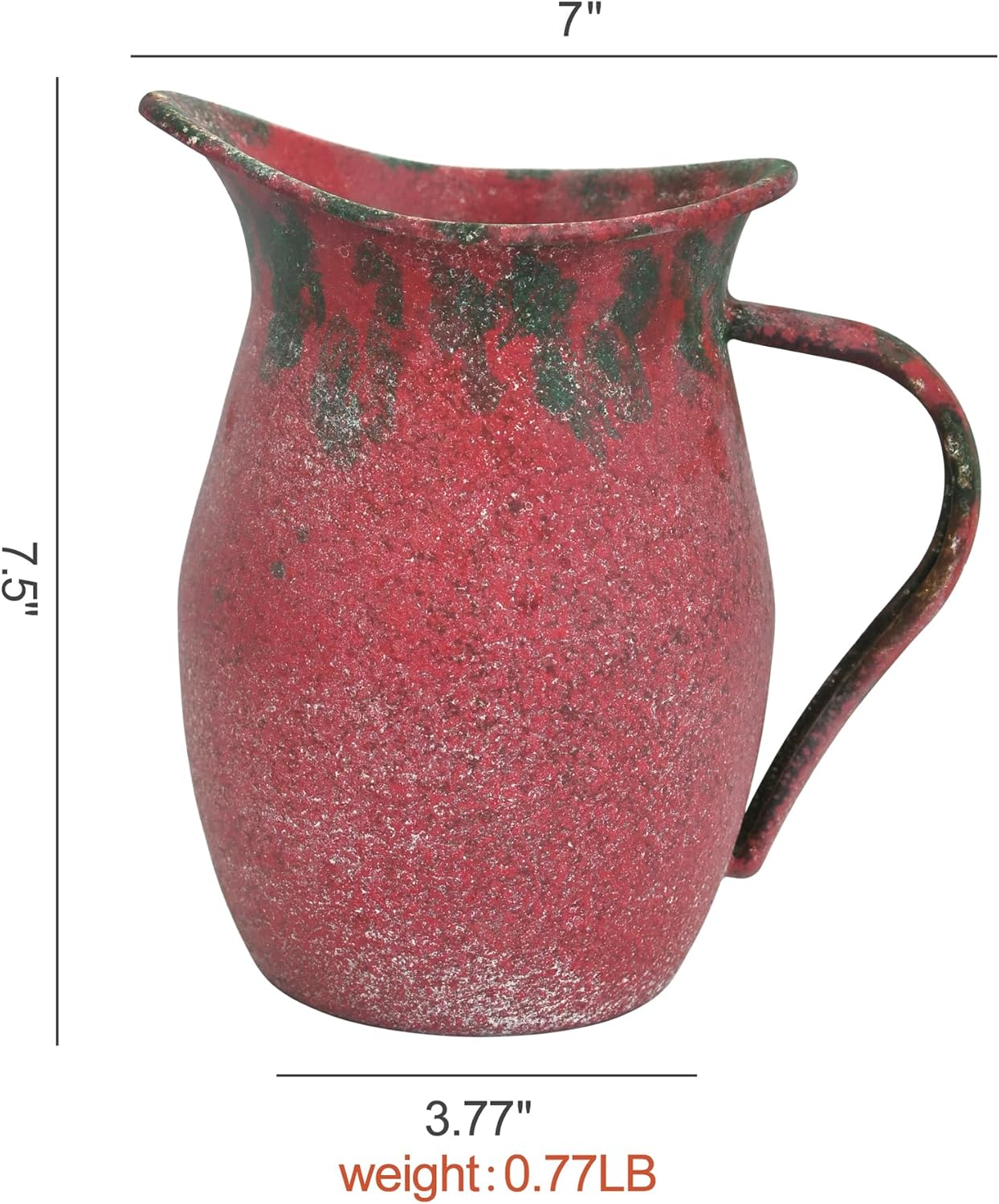 Vintage Country Metal Flower Vase with Rustic Pitcher Design