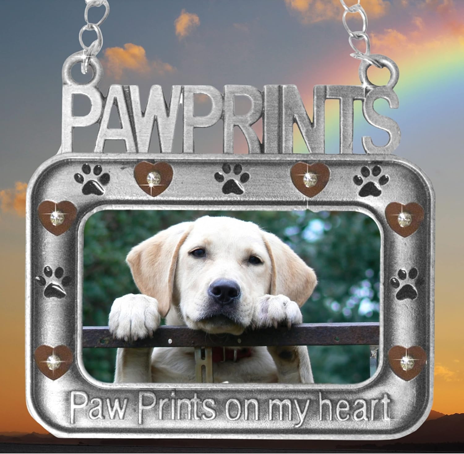 Pet Memorial Ornament with Paw Prints and Photo Frame