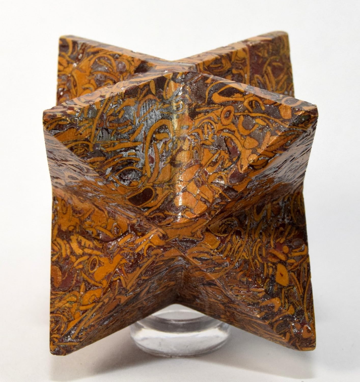 HC Set 63mm 8 Point Mariyam Holly Stone Merkaba Star Elephant Skin Coquina Jasper Crystal Natural Fossil Mineral