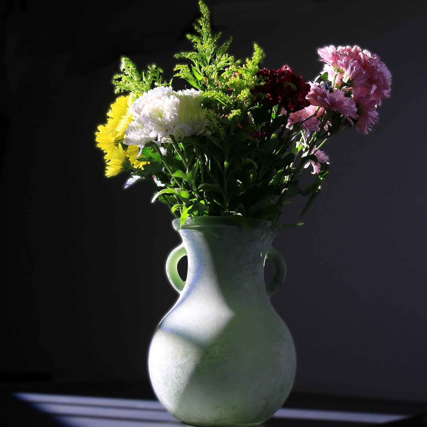 79in Green Glass Vintage Vase with Double Ears