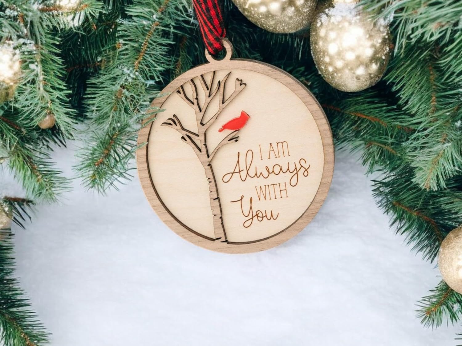 AXAHUHA Cardinal Memorial Christmas Ornament with Always with You Engraving