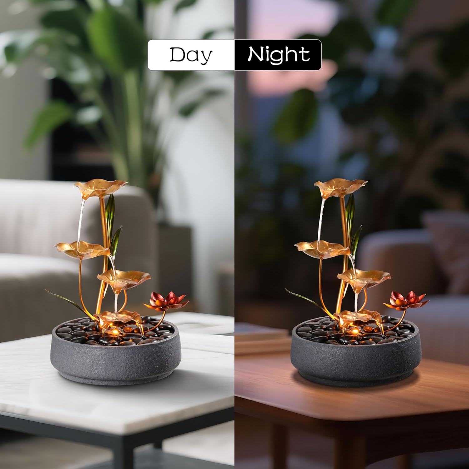 Haobos 4-Tier Lotus Desk Fountain - Indoor Zen Decor