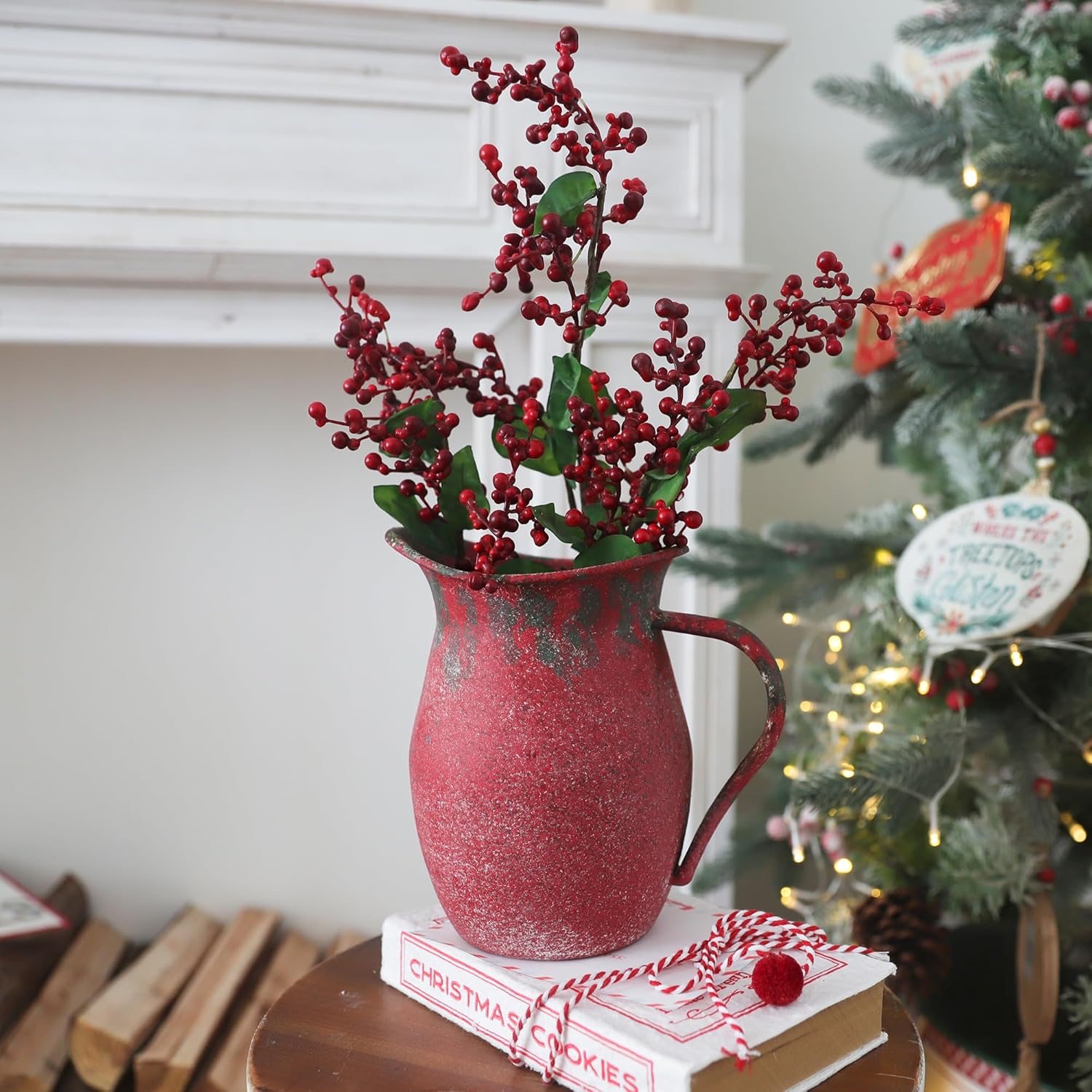Vintage Country Metal Flower Vase with Rustic Pitcher Design