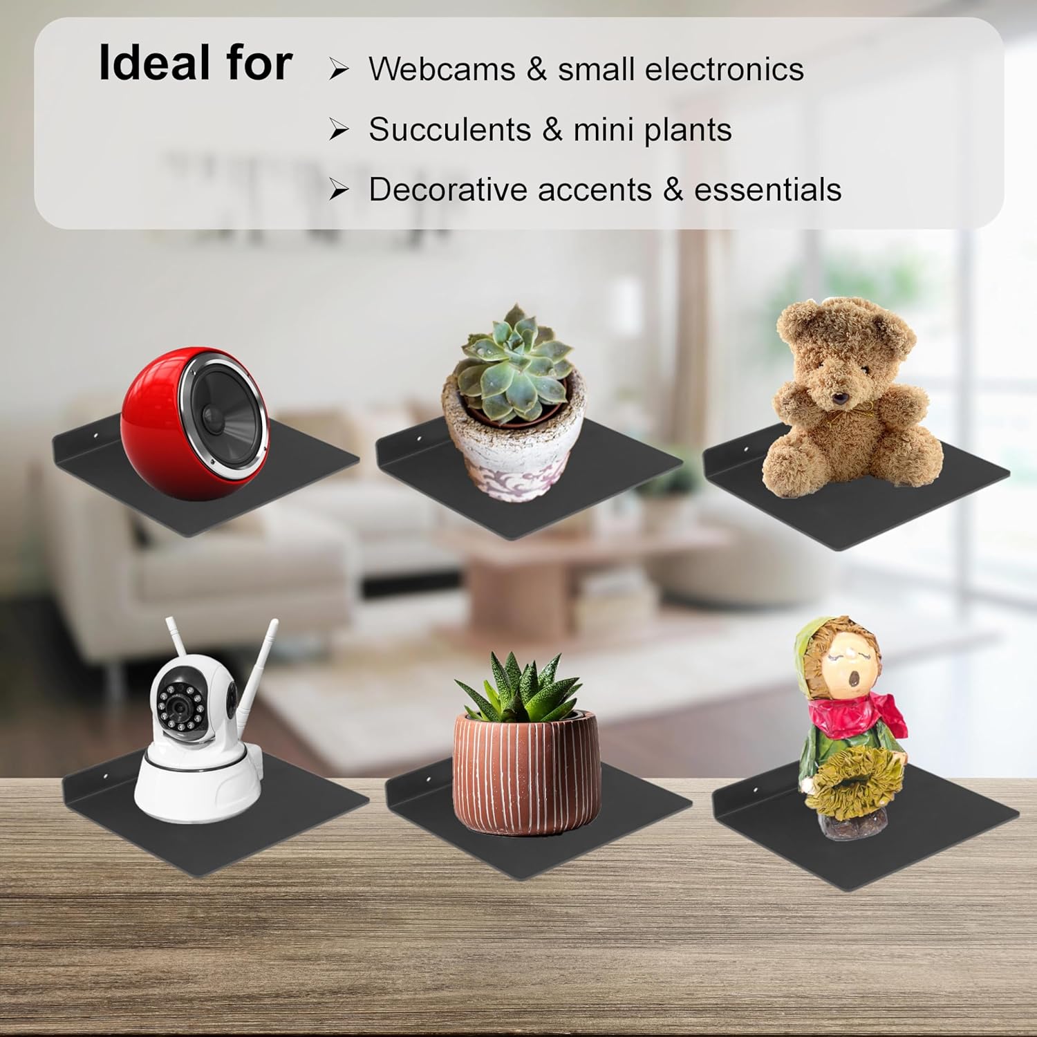 NUTNAPH 5 Inch Metal Floating Shelves 2pcs Black