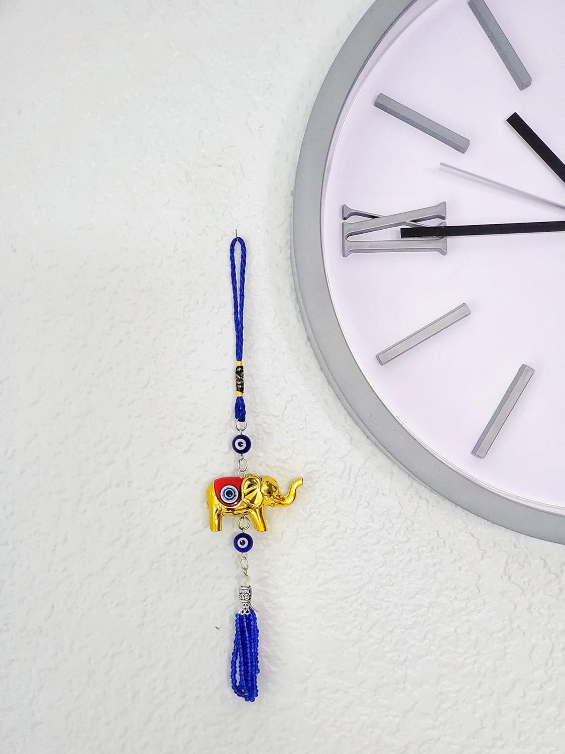 Bravo Team Lucky Blue Evil Eye Hanging Ornament with Elephant Charm and Tassel - Home Car Decor