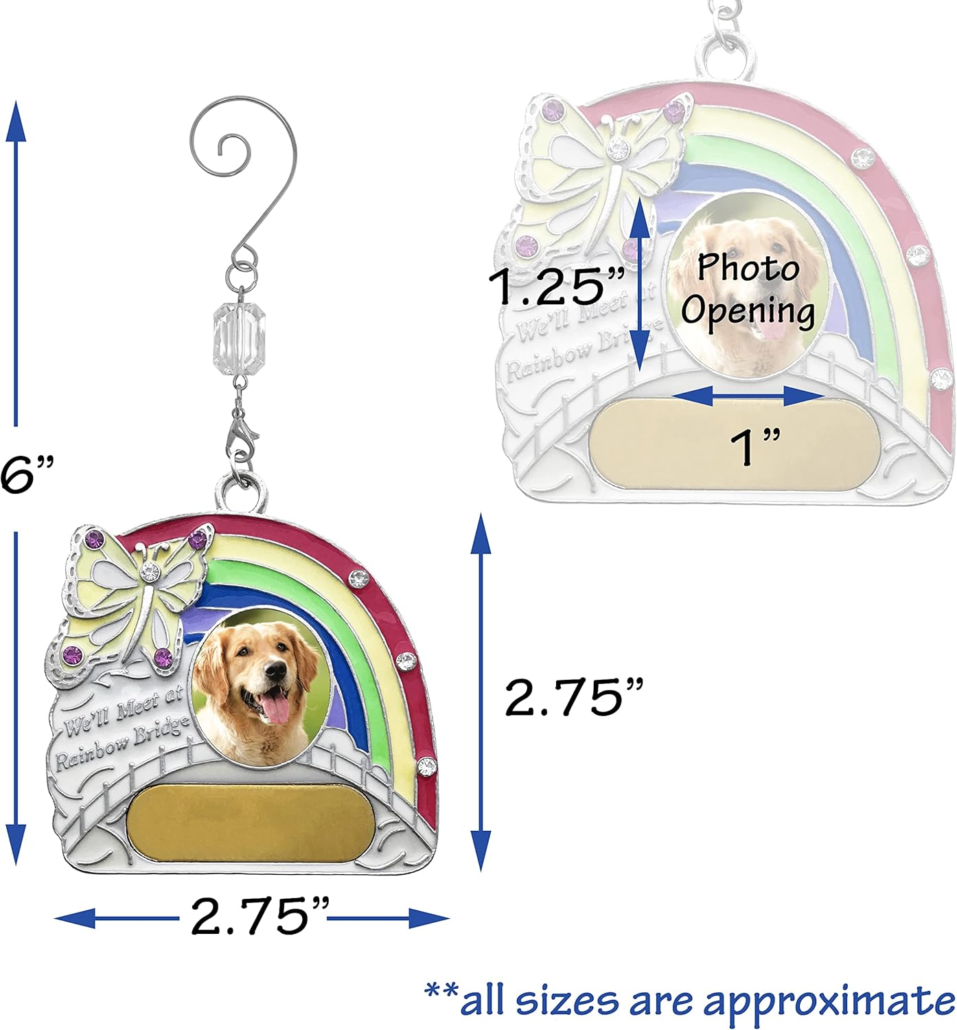 Pet Memorial Rainbow Bridge Ornament with Engraving