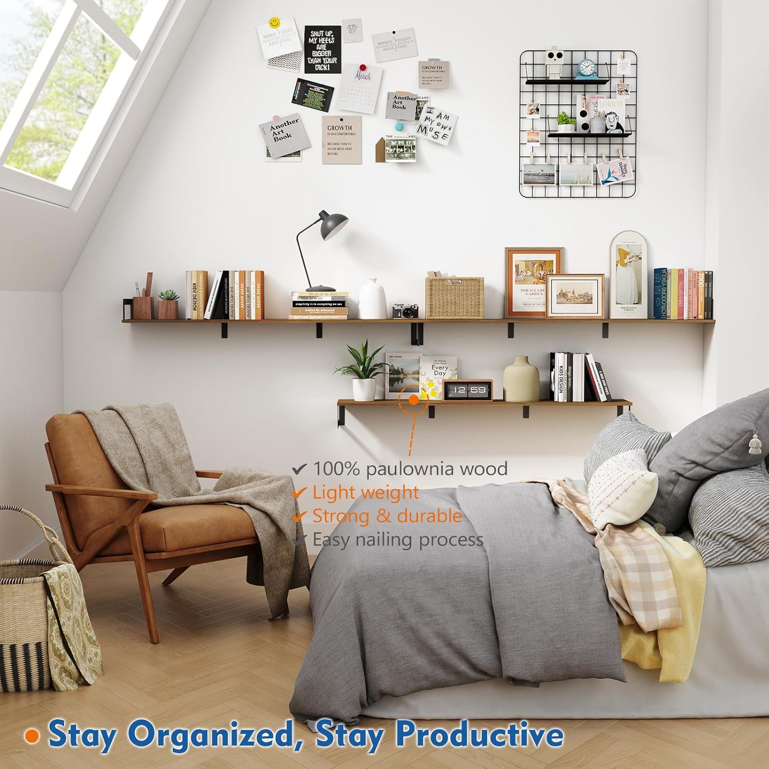 Harwaya Large Floating Shelves Set of 3 Dark Brown