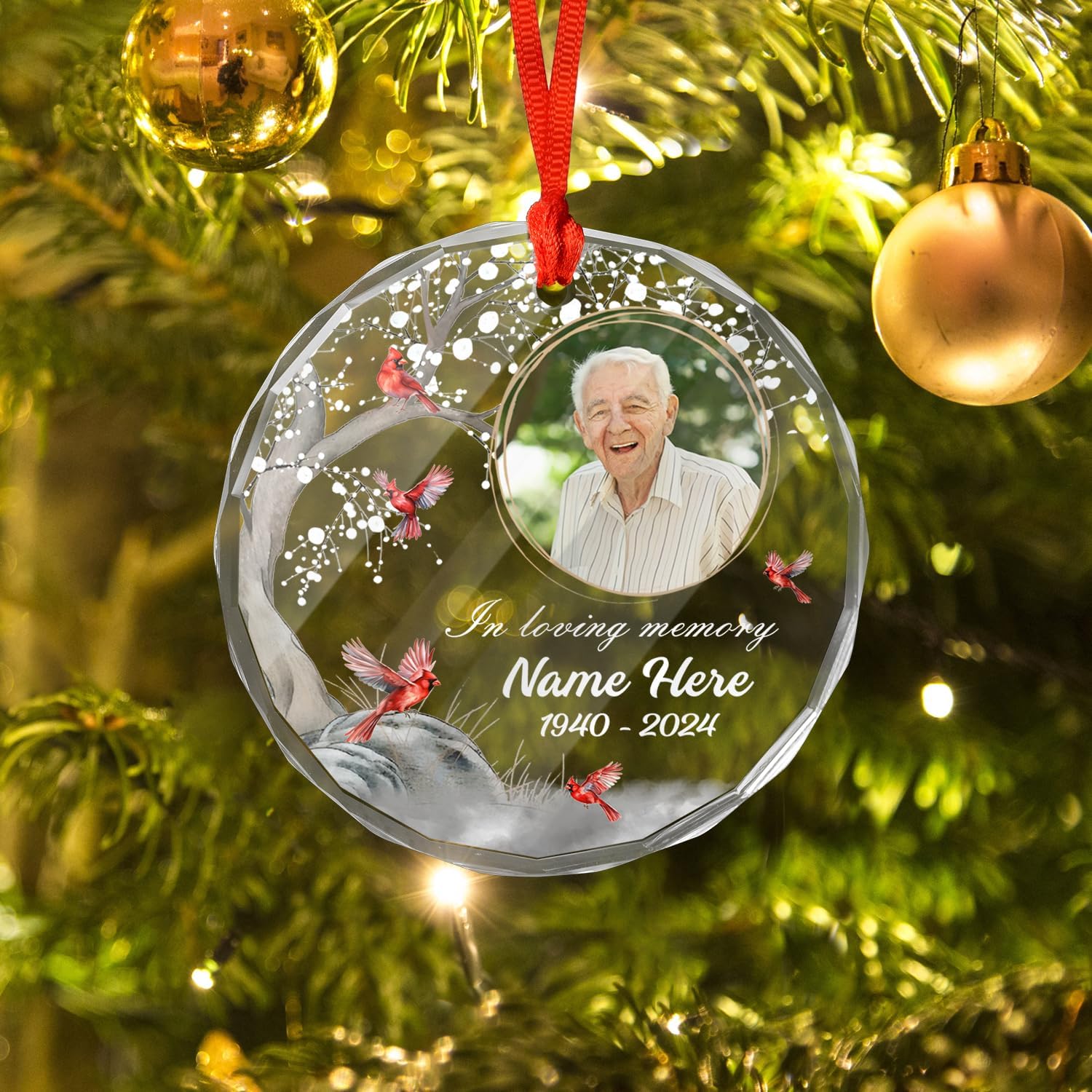 Personalized Crystal Ornament with Photo for Lost Loved One