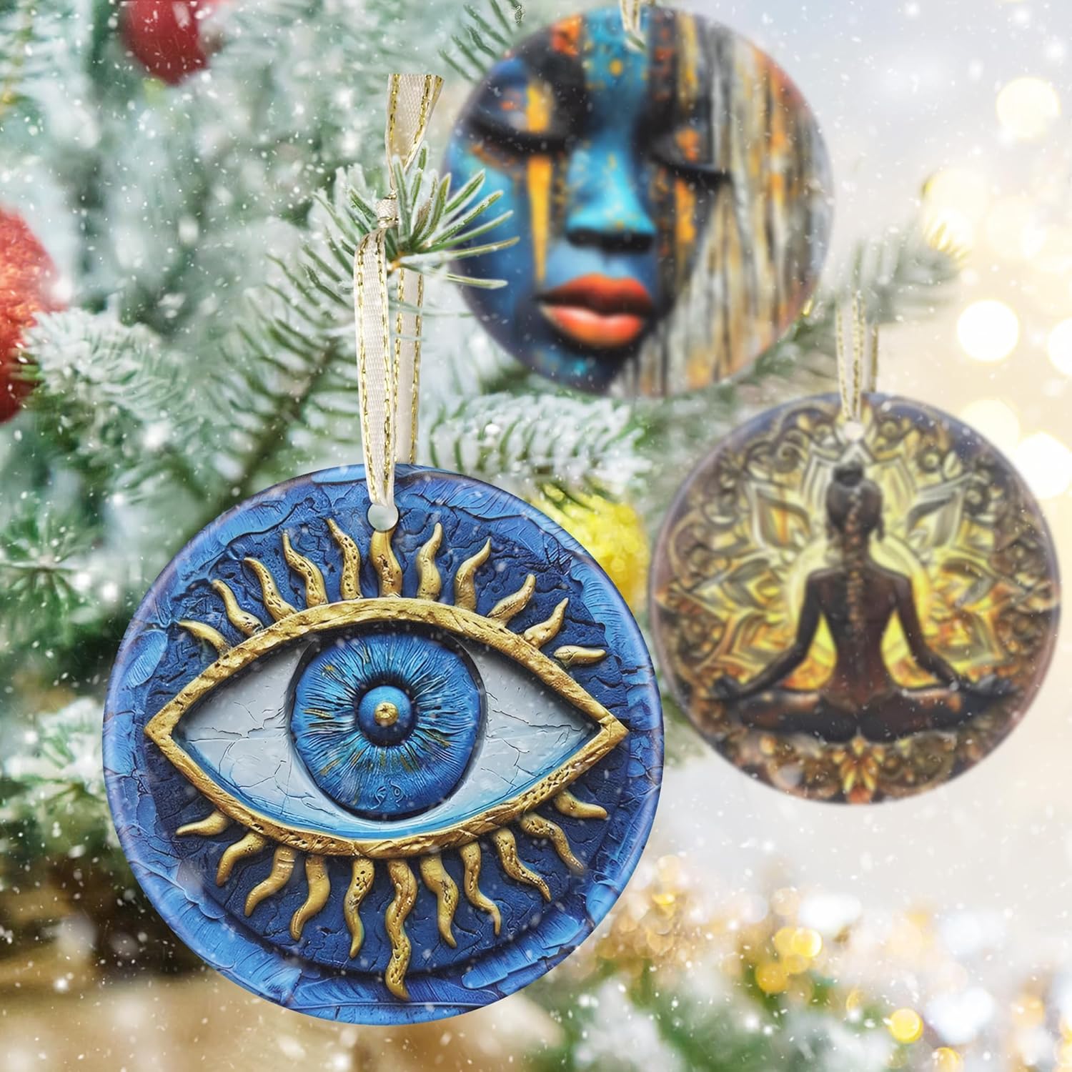 35 Inch Ceramic Greek Evil Eye Christmas Ornament