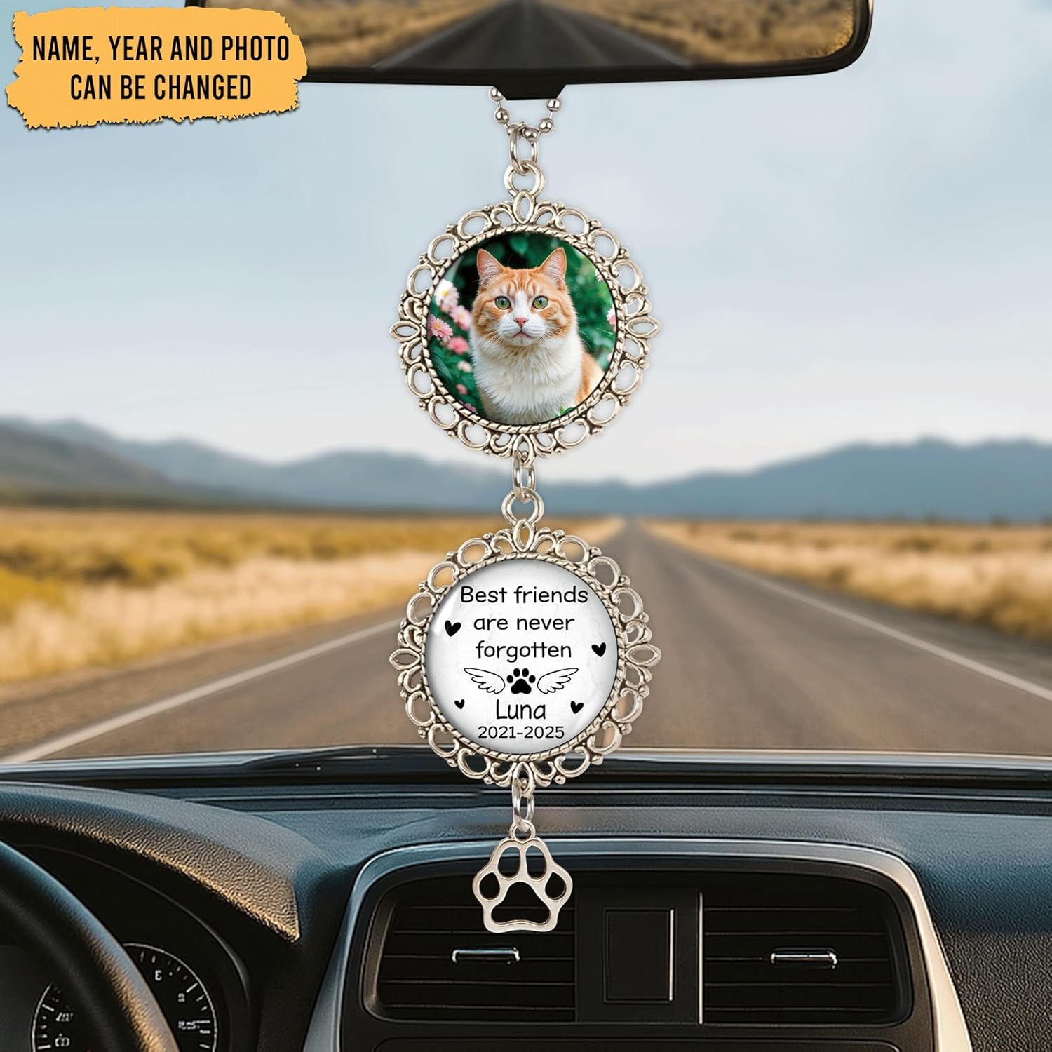 Hyturtle Personalized Pet Memorial Car Ornament - Custom Photo Gift