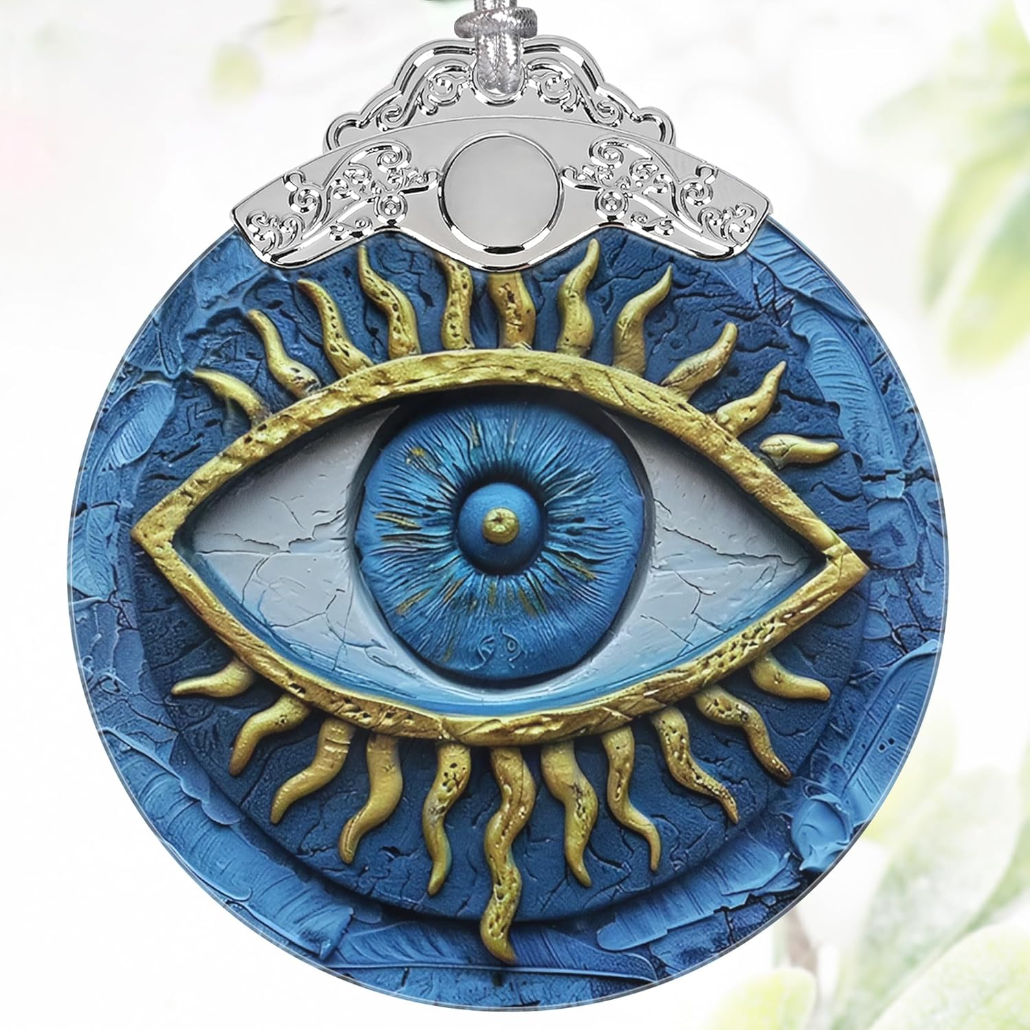 3 Inch Stained Glass Christmas Decoration with Evil Eye